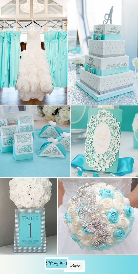 elegant and chic tiffany blue wedding color ideas Wedding Turquoise, Teal Wedding Colors, Tiffany Blue Weddings, Wedding Coral, Tiffany Blue Wedding, Wedding Color Ideas, Wedding Purple, Aqua Wedding, Tiffany Wedding