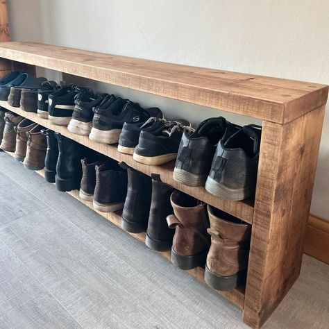 Diy Shoe Storage Bench, Mudroom Shoe Storage Ideas, Diy Shoe Rack Ideas, Rustic Shoe Rack, Shoe Rack Ideas, Modern Shoe Rack, Wooden Shoe Racks, Wooden Shoe, Mud Room