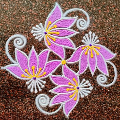 Simple Art Designs, Easy Rangoli Designs Videos, Rangoli Side Designs, Happy Pongal, Simple Flower Design, Simple Rangoli Designs Images, Simple Rangoli Border Designs, Big Rangoli, Simple Rangoli Designs