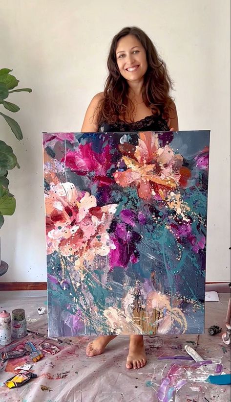 Oil Painting Abstract Modern, Floral Abstract Painting, Acrylic Art Projects, Abstract Flower Art, Abstract Floral Paintings, Abstract Floral Art, Abstract Flower Painting, Mini Canvas Art, Abstract Canvas Art