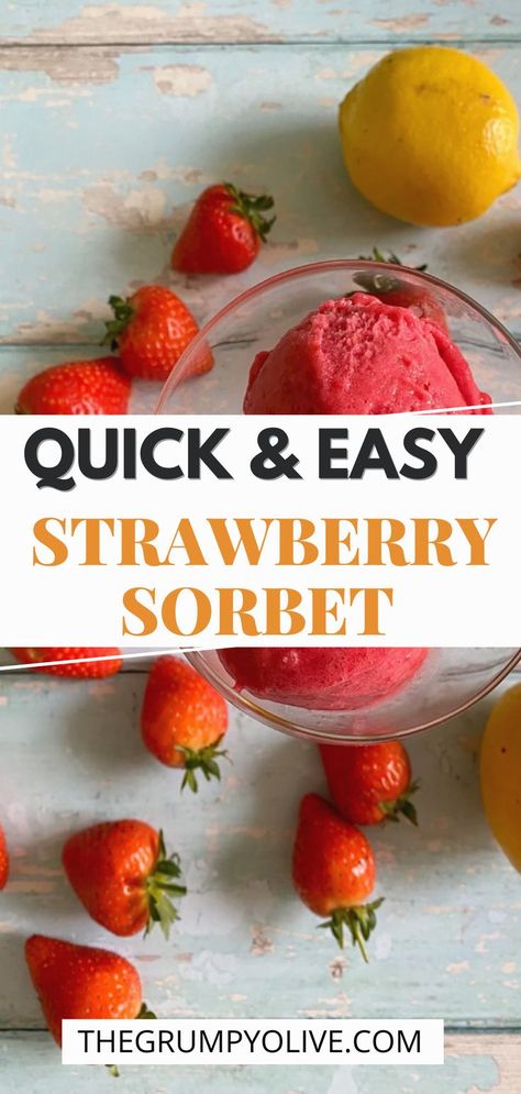 If you are after a new summer dessert recipe. Or looking for a refreshing easy sorbet recipe, this strawberry sorbet recipe is quick to make. The best easy summer dessert recipe to enjoy. A strawberry sorbet recipe with only three ingredients. A healthy recipe that everyone will love! Check out how to make this quick summer dessert recipe now on the blog! Easy Strawberry Sorbet, Easy Sorbet Recipes, Sorbet Without Ice Cream Maker, Easy Sorbet, Lemon Sorbet Recipe, Quick Summer Desserts, Strawberry Sorbet Recipe, Fast Easy Desserts, Easy Summer Dessert Recipes