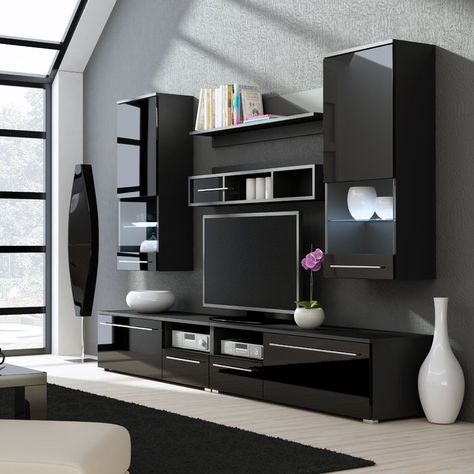 Jorah Entertainment Center Tv Place, Wall Shelves Living Room, Tv Unit Furniture Design, Modern Tv Wall Units, Living Room Wall Units, Tv Unit Furniture, Tv Cabinet Design, Living Room Tv Unit Designs, Living Room Tv Unit