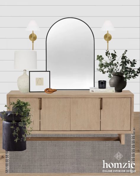 Entry Table With Wall Sconces, Entryway Arch Mirror, Console Table Arch Mirror, Arch Mirror Entryway Ideas, Arch Mirror Console Table, Arched Mirror With Light Above, Entryway Mirror Inspiration, Mirror And Sconces Living Room, Wall Sconces Entryway