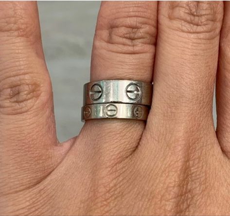 Mens Wedding Ring Cartier, Cartier Love Ring Men, Rings Aesthetic Cartier, Formal Silver Cartier Ring, Mercedes Gold Ring For Men, Silver Love Ring Cartier, Cartier Love Ring, Cartier Love, Love Ring