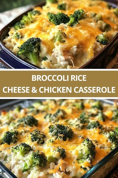 Broccoli Rice Cheese and Chicken Casserole Chicken Broccoli Rice Cheese Casserole, Chicken Broccoli Rice Casserole, Chicken Broccoli Rice, Broccoli Cheese Casserole, Creamy Chicken And Rice, Broccoli Rice Casserole, Cheesy Chicken Broccoli, Hearty Casseroles, Broccoli Rice