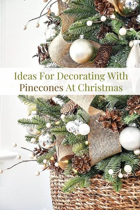 Decorating With Pinecones, Stone Gable, Christmas Pine Cones, Decorating For Christmas, Pine Cone Decorations, Cottage Christmas, Pine Cone Crafts, Christmas Arrangements, Pretty Christmas