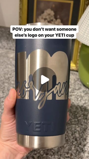 Morgan Renfro on Instagram: "I cant pass up a free YETI when i see one but i also dont want to walk around with someone elses logo 98% of the time… i used citris strip & my @cricut to give this Rambler an at home etch job with my name instead! It turned out pretty well for my first try!! #citrisstripcups #citrisstrip #etchedtumbler #diyetchedtumbler #diyproject #diy" Yeti Logo, Yeti Cup, Cup Decal, Yeti Rambler, Someone Elses, Cricut Ideas, I Cant, Etching, Teacher Gifts