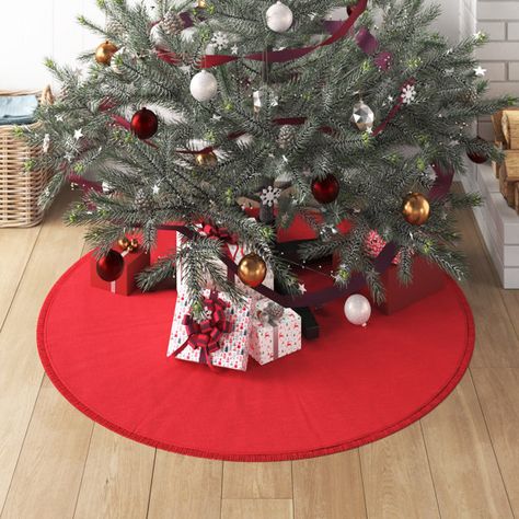 Velvet Tree Skirt, Red Christmas Tree Skirt, Burlap Tree, Burlap Tree Skirt, Red Christmas Tree, Stocking Tree, Outdoor Wall Art, All Holidays, Holiday Entertaining