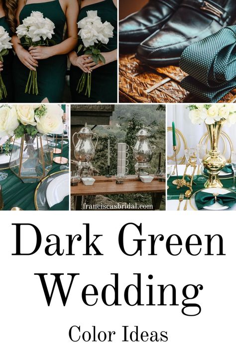 If you are looking at planning a winter wedding, then check out these beautiful dark green and gold wedding color ideas to help inspire you!! | Wedding colors | Wedding themes | Fall wedding colors | Fall wedding themes | Fall wedding inspiration | Fall wedding color palette | Fall wedding flowers | Winter wedding colors | Winter wedding themes | Winter wedding inspiration | Winter wedding color palette | Winter Wedding Dark Green, Dark Green And Gold Wedding Theme, Dark Green Wedding Theme Color Schemes, Green And Gold Winter Wedding, Dark Green And Gold Wedding, Wedding Color Schemes Green, Mob Hair, Winter Wedding Color Ideas, Green And Gold Wedding