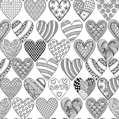 Valentines Day Coloring Page, Heart Doodle, Heart Coloring Pages, Zen Doodle Art, Love Doodles, Free Adult Coloring Pages, Creative Lettering, Zentangle Drawings, Doodles Zentangles