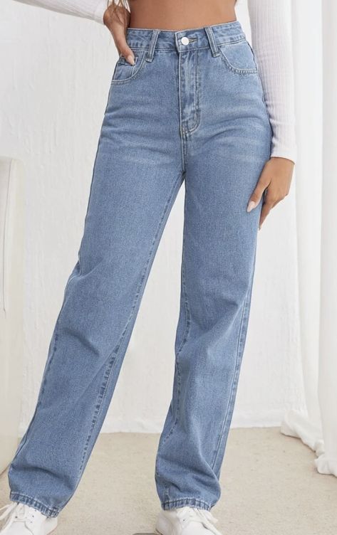 Outfits Trending, Fashion Style Outfits, Straight Leg Jeans Outfits, Wide Leg Jeans Outfit, High Wasted Jeans, Outfits Con Jeans, Dressy Dress, Dress Business, Jeans Outfit Women