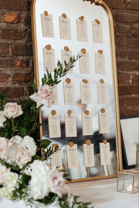 Mirror Wedding Seating Chart, Wedding Seating Chart Display, Pastel Weddings, Wax Seals Wedding, Mirror Seating Chart, Seating Arrangement Wedding, Casino Wedding, Mirror Wedding, Wedding Mirror