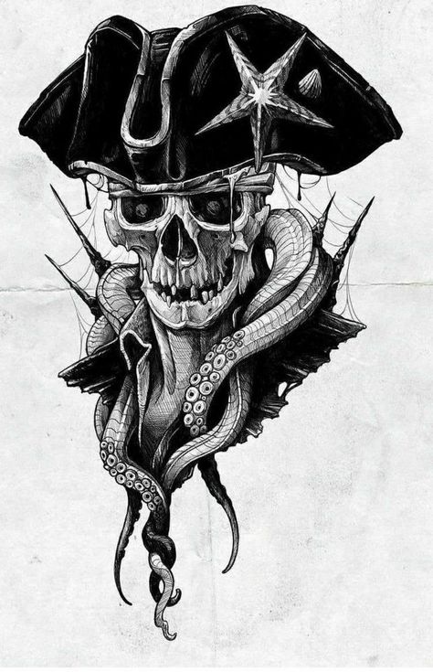 Pirate Skull Tattoos, Skeleton Crew, Pirate Tattoo, Skull Sleeve Tattoos, Inspirational Tattoo, Skull Sleeve, Skull Art Drawing, Nautical Tattoo, Pirate Art