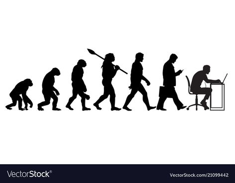 Monkey To Human Evolution, Human Evolution Illustration, Monkey Evolution, Evolution Illustration, Sitting At Computer, Grayson Perry Art, Public Service Advertising, Evolution Artwork, Evolution Of Man