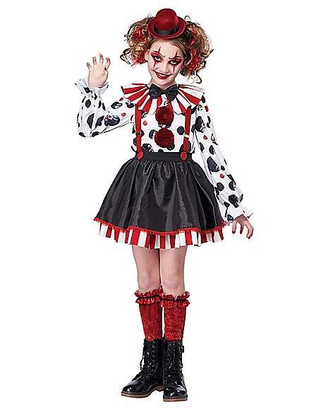 Kids Sinister Clown Costume - Spirithalloween.com Carnival Clown Costume Women, Sinister Clown Makeup, Diy Clown Costume Kids, Clown Costume Girl, Girls Clown Costume, Kids Clown Costume, Circus Clown Costume, Girl Clown Costume, Scary Clown Costume