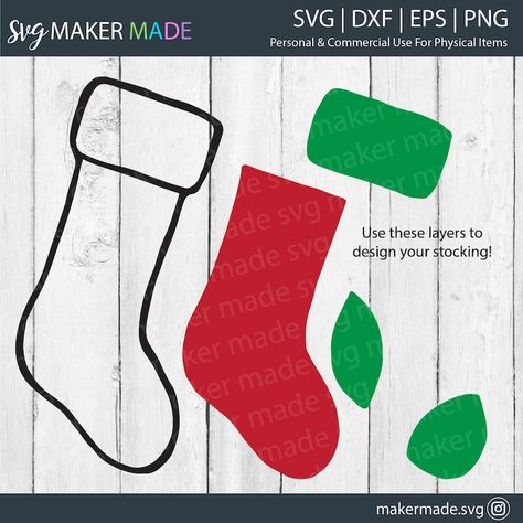 Stocking Outline, Christmas Stocking Svg, Multi Layer Svg, Amazing Grace Svg, Nordic Scandinavian Style, Stencil Svg, Rainbow Clipart, Santa Svg, Bear Silhouette