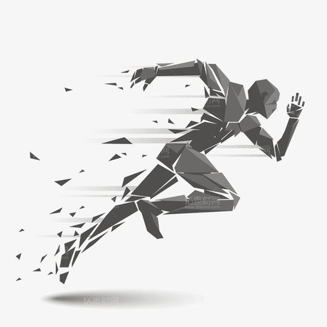 Runner Tattoo, Running Illustration, Running Tattoo, Running Logo, Running Art, Running Silhouette, Geometric Illustration, Man Vector, Silhouette Illustration