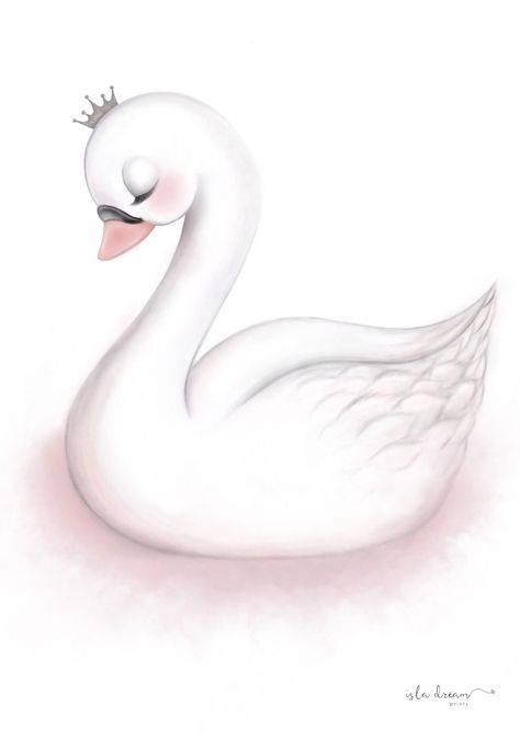 Baby Swan, Baby Posters, White Swan, Dessin Adorable, Swan Lake, Baby Art, Cute Animal Drawings, الرسومات اللطيفة, 귀여운 동물