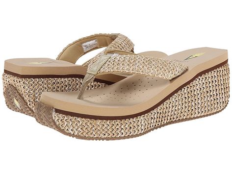 VOLATILE Island (Natural) Women's Wedge Shoes. There's no such thing as island fever when you're having so much fun in the sun! Enjoy the lazy days of summer when you rock these vivacious VOLATILE sandals! Thong-style construction. Braided fabric upper. Man-made lining. Cushioned man-made footbed with perforation. Wrapped platform and wedge. Textured man-made sole. Measurements: Heel Height: 2 1 4 in Weight: 10 oz Platform Hei #VOLATILE #Shoes #OpenFootwear #Wedge #Beige Volatile Shoes, Trending Womens Shoes, Shoe Wardrobe, Street Shoes, Everyday Shoes, Lazy Days, Fun In The Sun, Womens Wedges, You Rock