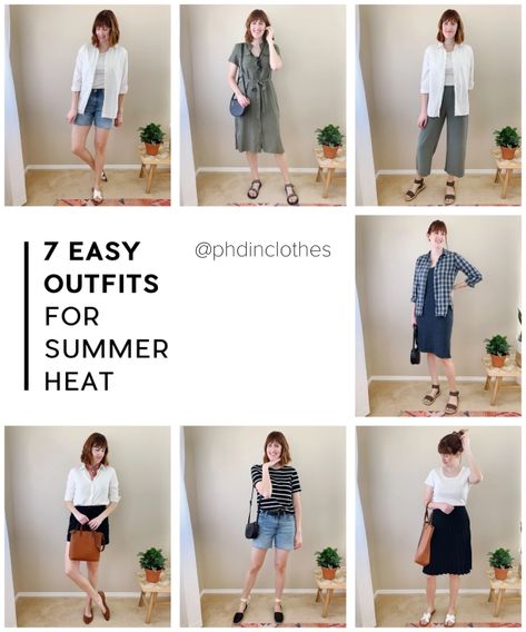 7 easy outfits for extreme summer heat – PhD in Clothes Extreme Summer Outfit, Summer Outfits For Extreme Heat, Extreme Heat Outfits, Outfits For Humid Weather Summer, Minimalist Ootd, Easy Outfits, Weather Outfits, Humid Weather, Sporty Dress