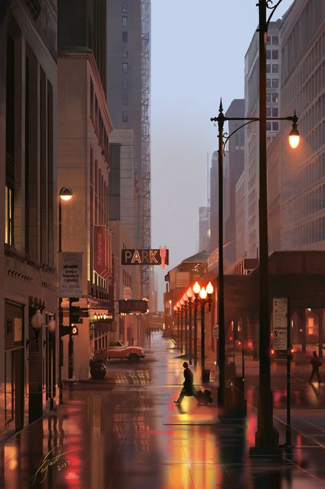 streetscape , ZHANG WENMO on ArtStation at https://www.artstation.com/artwork/9dObo Building Signs, Moonlit Sky, Its A Mans World, English House, Wallpaper For Your Phone, Mans World, Urban Life, Street Signs, Free Wallpaper