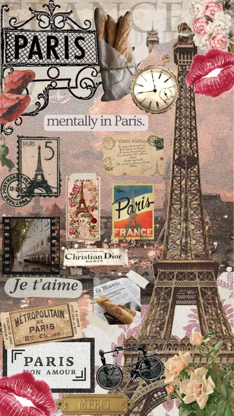 Paris Wallpaper Aesthetic, Paris Aesthetic Wallpaper, Vintage Paris Aesthetic, Paris Scrapbook, Paris Collage, France Wallpaper, Travel Collage, Christian Dior Paris, Paris Wallpaper