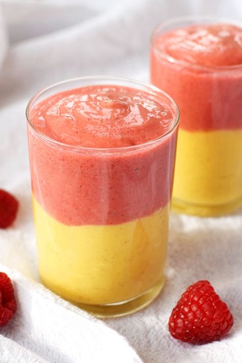 Mango Melba Smoothies Recipe - a tropical twist on a classic flavor, but healthier, dairy-free, nut-free, banana-free and vegan.