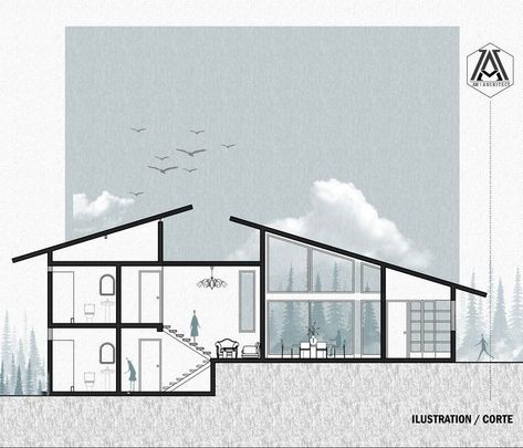 Simple Plan Render Photoshop, Monochrome Plan Rendering Architecture, Section Photoshop Architecture, Architectural Technical Drawings, Building Section Architecture Drawings, Rendered Section Architecture, 2d Architecture Drawing, Section Illustration Architecture, Section Rendering Architecture