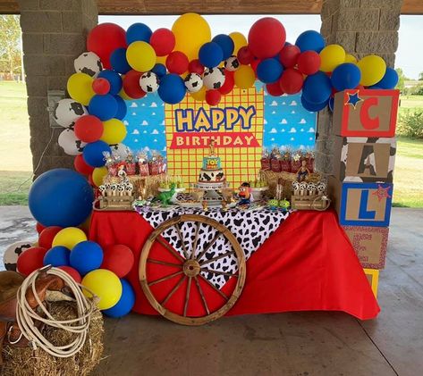 Woody Party Decorations, Woody Party Ideas, Toy Story Themed Birthday Party Decorations, Woody Toy Story Birthday Party Ideas, Woody Theme Birthday Party, 1st Birthday Toy Story Theme, Woody Birthday Party Ideas, Toy Story 1st Birthday Party Ideas, Jessie Toy Story Birthday Party