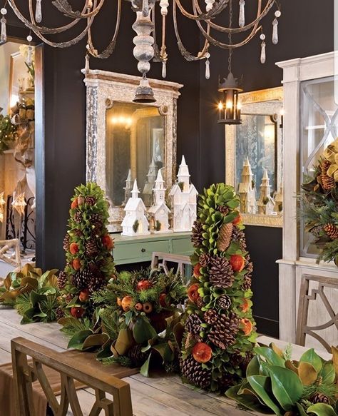 Fancy Christmas Decor Ideas, Cottage Journal Magazine, Apple Centerpieces, Douglas House, Christmas Vignette, Cottage Journal, Southern Christmas, Mailbox Decor, Holiday Mantel