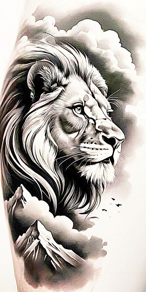 Lion Tattoo Stencil, Roaring Lion Tattoo, Forearm Cover Up Tattoos, Half Sleeve Tattoo Stencils, Lion Art Tattoo, Arm Sleeve Tattoos For Women, Lion Sketch, Heaven Tattoos, Crazy Tattoos