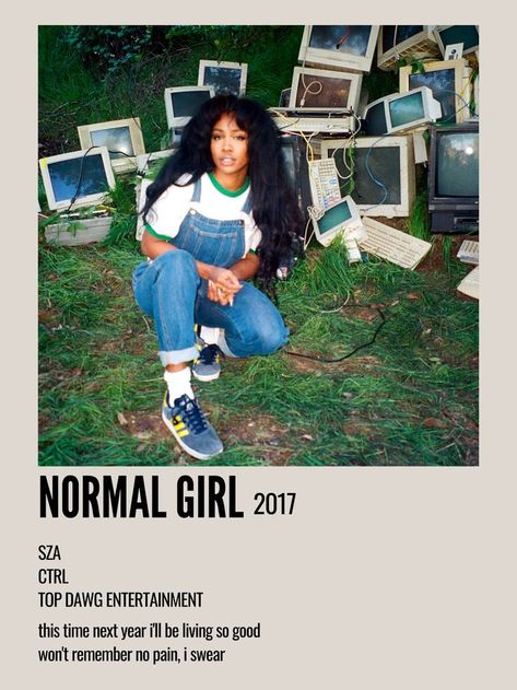 Broken Clocks Sza, Normal Girl Sza, Ctrl Sza, Sza Songs, Sza Poster, Polaroid Album, Sza Singer, Aesthetic Polaroid, Music Poster Ideas