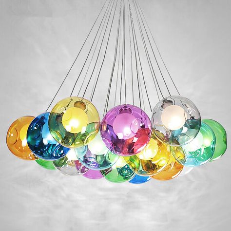 Light Bulb G4 LED( include ). Color Yellow, blue, light purple, light blue, gray, green, transparent, orange (As Picture). Material Stainless steel, iron, glass. You may also like. Suspension wire 120cm (The length of the cable can be adjusted). | eBay! Bubble Pendant Light, Pendant Lamps Kitchen, Chandelier Lights, Dining Chandelier, Bubble Chandelier, Glass Bubble, Lamp Glass, Bubble Lights, Led Ceiling Lamp