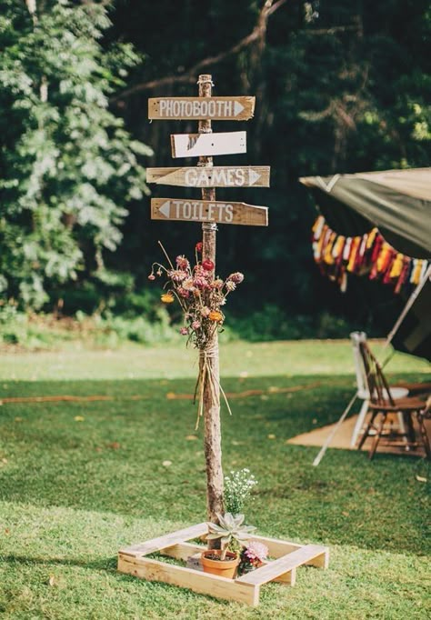 Wedding Tipi Decor, Free Standing Wedding Decorations, Directions Sign, Sign With Flowers, Wedding Direction Signs, Wedding Gift Card Box, Forest Weddings, Wedding Directions, Wooden Wedding Signs