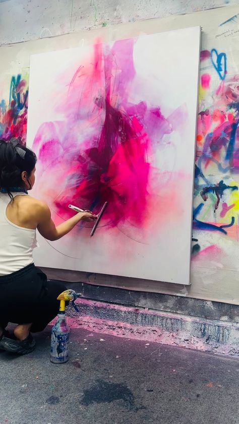 Just another Sunday Funday in the Studio Layering my Favorite Acrylic✨ • #abstractart #contemporaryart… | Instagram Self Love Abstract Art, Abstract Pink Art, Expressive Abstract Art, Pink Art Painting, Layering Art, Paint Abstract Art, Brittany Lee, Abstract Painting Pink, Acrylic Abstract Art