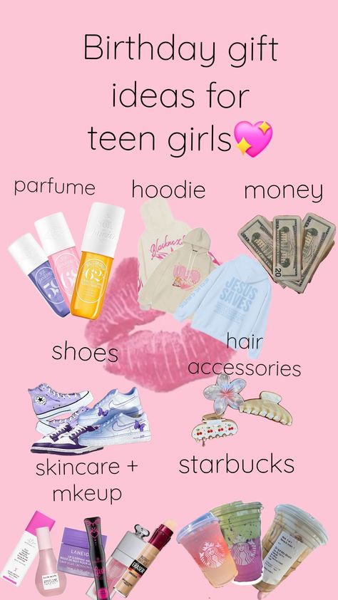 #teens #teengirls #love #pink #birthday #gifts #friends #starbycks #money #hoodie #shoes #parfume #skincare #makeup What To Get A 12 Yr Girl For Birthday, Birthday Gifts For 12 Year Girl, Cute Gifts For Teens, Teen Bday Gifts, Pink Birthday Gifts, Teen Birthday Gifts, Birthday Ideas For Teens, Teenage Birthday Gifts, Teen Gift Ideas