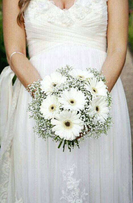 Rustic/Boho/Shabby Chic/Country Wedding Bouquet Showcasing: White Gerbera Daisies Surrounded By White Gypsophila (Baby's Breath) Gerbera Bridal Bouquet, Country Wedding Bouquet, Daisy Bridal Bouquet, Daisy Bouquet Wedding, Country Wedding Bouquets, Gerbera Wedding, Gerbera Daisy Wedding, Chic Country Wedding, Wedding Flowers White