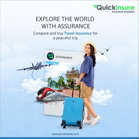 Explore the World with Peace of Mind ✈️✨ Going on a new adventure? Don't forget to secure your journey with travel insurance for a worry-free trip! 🌍💼 Visit us at https://quickinsure.co.in/travel-insurance to compare and find the perfect travel insurance plan that suits your needs and budget. ✅💪 ✈️🌍 #TravelWithPeaceOfMind #TravelInsurance #BestTravelInsurance #Flight #Travels Travel Insurance Creative Ads, Travel Insurance Ads, Posters Layout, Cartoon Pic, Insurance Ads, Best Travel Insurance, Travel Creative, True Vine, Time Travelers