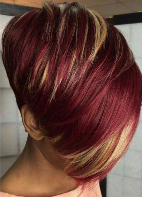 Edgy Summer Hair Color, Red And Blonde Hair Color Short, Curtain Bangs Cut, Short Haircut With Curtain Bangs, Pixie Hair Color Ideas, Bob Short Haircut, Pixie Hair Color, Bangs Cut, Funky Hair Colors