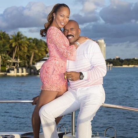 The Harveys' Epic Romance | Steve Harvey and his beautiful wife Marjorie Harvey celebrate 10 years of marital bliss this weekend. Steve Harvey Wife, Majorie Harvey, Black Celebrity Couples, Marjorie Harvey, Happy New Year 2016, Steve Harvey, Beautiful Couple, Black Love, Celebrity Couples