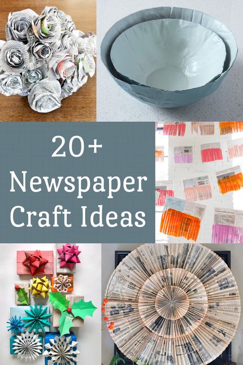 Learn how to make 20+ newspaper crafts, perfect for kids and adults! You're going to love these recycled ideas for decor, gifts, and more. Crafts Made Out Of Newspaper, Uses For Newspaper, Newspaper Arts And Crafts, Things To Make With Newspaper, Crafts Using Newspaper, Rolled Newspaper Crafts, Newspaper Recycling Ideas, Mothers Day Crafts Adults, Things Made Of Paper