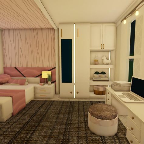 Cottage Core Bloxburg House, Teenager Bedroom Design, Blush Bedroom, Preppy House, Blocksburg Room Ideas￼, House Decorating Ideas Apartments, Small House Layout, Simple Bedroom Design, Tiny House Layout