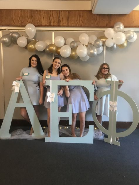 Aephi letters Tiffany aephi and co sorority letters recruitment hofstra aephi Interest Letter For Sorority, Recruitment Video Ideas Sorority, Aoii Philanthropy Recruitment, Sorority Vp Recruitment, Go Greek Recruitment, Sorority Letters, Greek Life, Sorority, High Chair