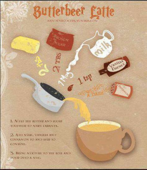 BUTTER BEER latte- this is SO. FREAKING. GOOD. Takes less than 10 minutes to make. Have it as coffee creamer...don't think it would be as good on its own. But seriously, make this! :D How To Make Butterbeer, Butterbeer Latte, Harry Potter Weihnachten, Harry Potter References, Butterbeer Recipe, Harry Potter Food, Buku Harry Potter, Festa Harry Potter, Anniversaire Harry Potter