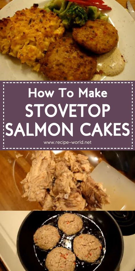 Salmon Patties With Stove Top Stuffing, Easy Salmon Cakes Recipes, Stovetop Salmon, Salmon Recipes Stove Top, Canned Salmon Cakes, Salmon On The Stove, Easy Salmon Cakes, Salmon Fish Cakes, Flounder Recipes