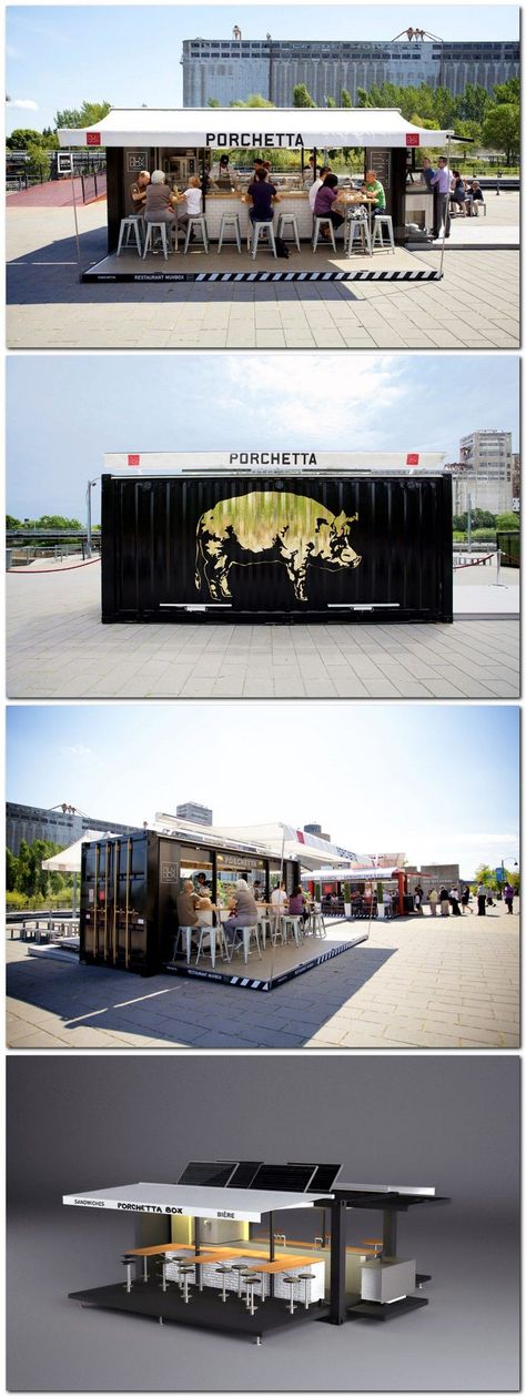 porchetta shipping container kiosk CT Notes: Maybe we do this instead of a "bricks and mortar" cheese shop, when we are ready for that step! Container Food Design, Foodtrucks Ideas Design, Food Kiosk Design Ideas, Container Food Truck, Food Container Design, Foodtruck Design, Container Kiosk, Container Shops, Container Coffee Shop