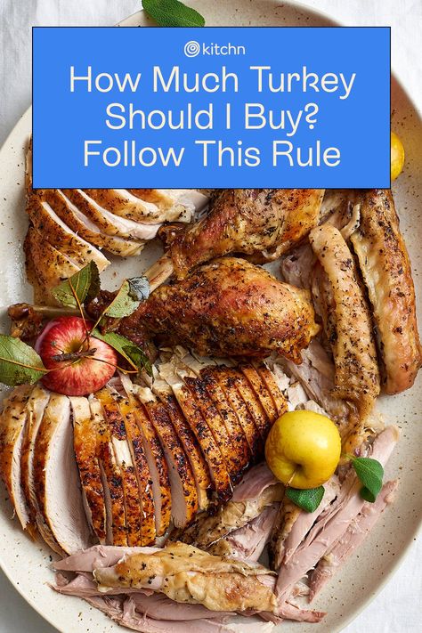 How much turkey should you buy? How much will be enough? Here’s a simple rule for how to buy the right amount of turkey for your guests. 20 Lb Turkey, How Much Turkey, Carve A Turkey, Preparing A Turkey, Carving A Turkey, Perfect Turkey, How To Make Turkey, Christmas Turkey, Thanksgiving Cooking