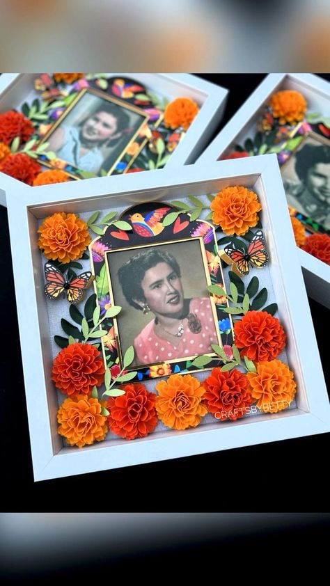 Shrines And Altars Ideas How To Make, Dia De Los Muertos Basket Ideas, Dia De Los Muertos Cubicle Decor, Modern Ofrenda Ideas, Shadowbox Ofrenda, How To Make Your Own Ofrenda, Home Ofrenda Ideas, Dia De Los Muertos Cricut Ideas, Ofrenda Ideas Diy Small House