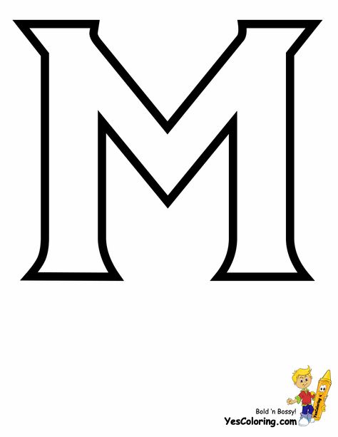 Printable Letter M Stencil - Template M Stencil, Alphabet Stencils Printables, Letter Stencils To Print, Large Alphabet Stencils, Large Letter Stencils, Letter Printables, Hand Lettering Printables, M Alphabet, Letters Template