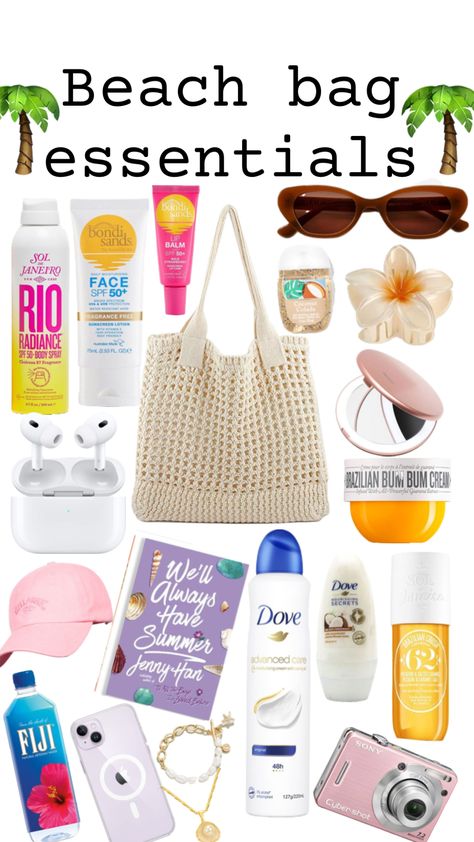 Beach bag essentials #beachbag #summer #summeressentials Pool Bag Essentials, Beach Trip Packing, Summer Bag Essentials, Beach Skincare, Summer Vacation Essentials, Road Trip Bag, Everyday Bag Essentials, Beach Bag Essentials, Stylish School Bags